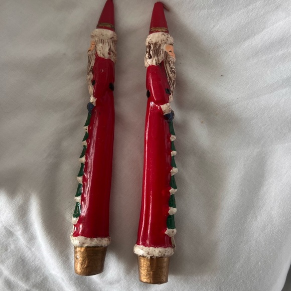 OLD WORLD SANTA TAPER CANDLES- SET OF 2- 7 1-2 INCHES EACH- VINTAGE - Picture 5 of 7